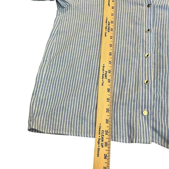 Zara Striped Linen Blend Shirt XS Button Down Long Sleeve Preppy Classic Relaxed - Picture 10 of 10